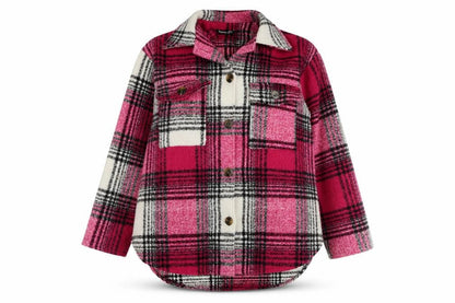 Boohoo Womens Pink Check  Overcoat Coat Size 8  Button