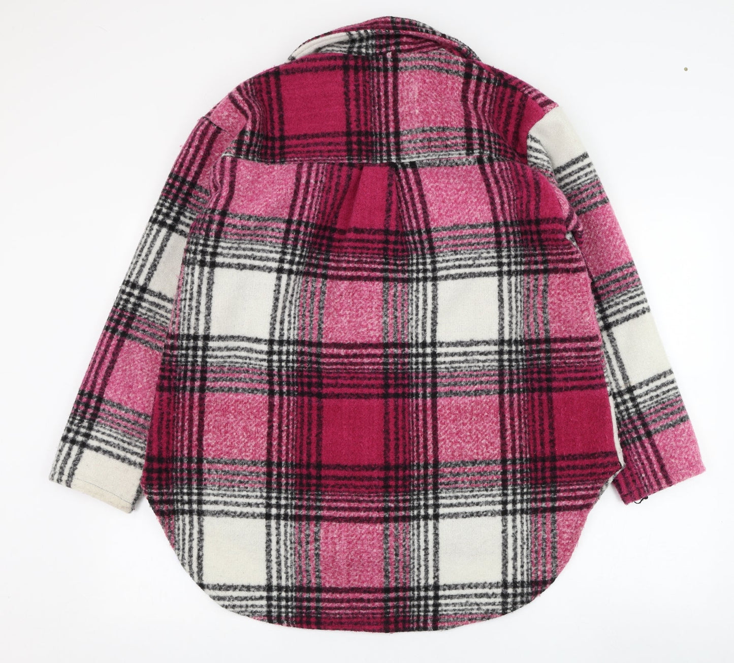 Boohoo Womens Pink Check  Overcoat Coat Size 8  Button
