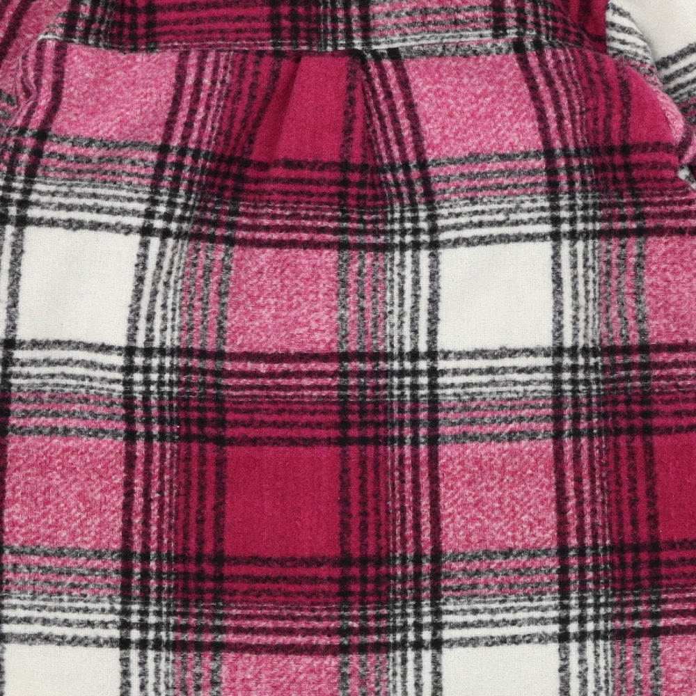 Boohoo Womens Pink Check  Overcoat Coat Size 8  Button