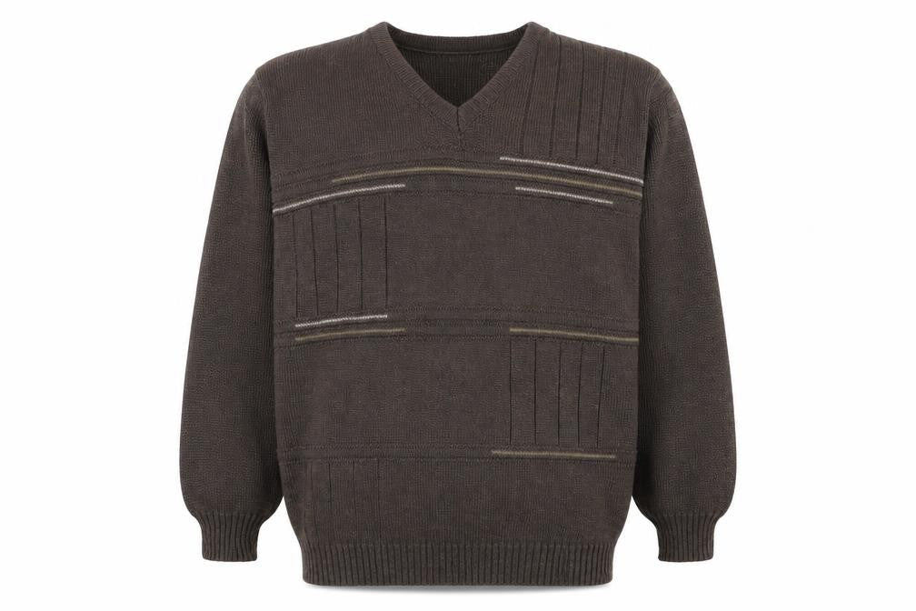 Premier  Mens Brown Round Neck  Acrylic Pullover Jumper Size S