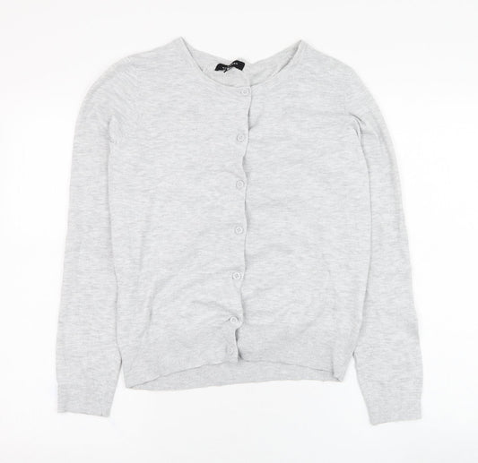New Look Womens Grey Round Neck  Polyester Cardigan Jumper Size 12