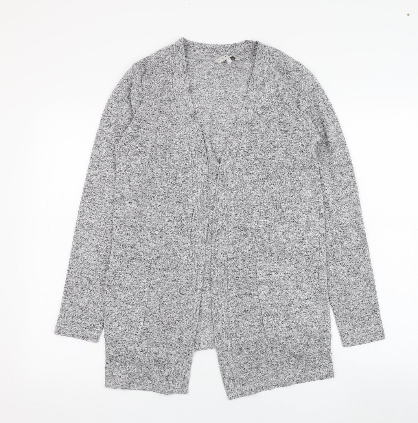 Nutmeg Womens Grey Square Neck  Polyester Cardigan Jumper Size 10