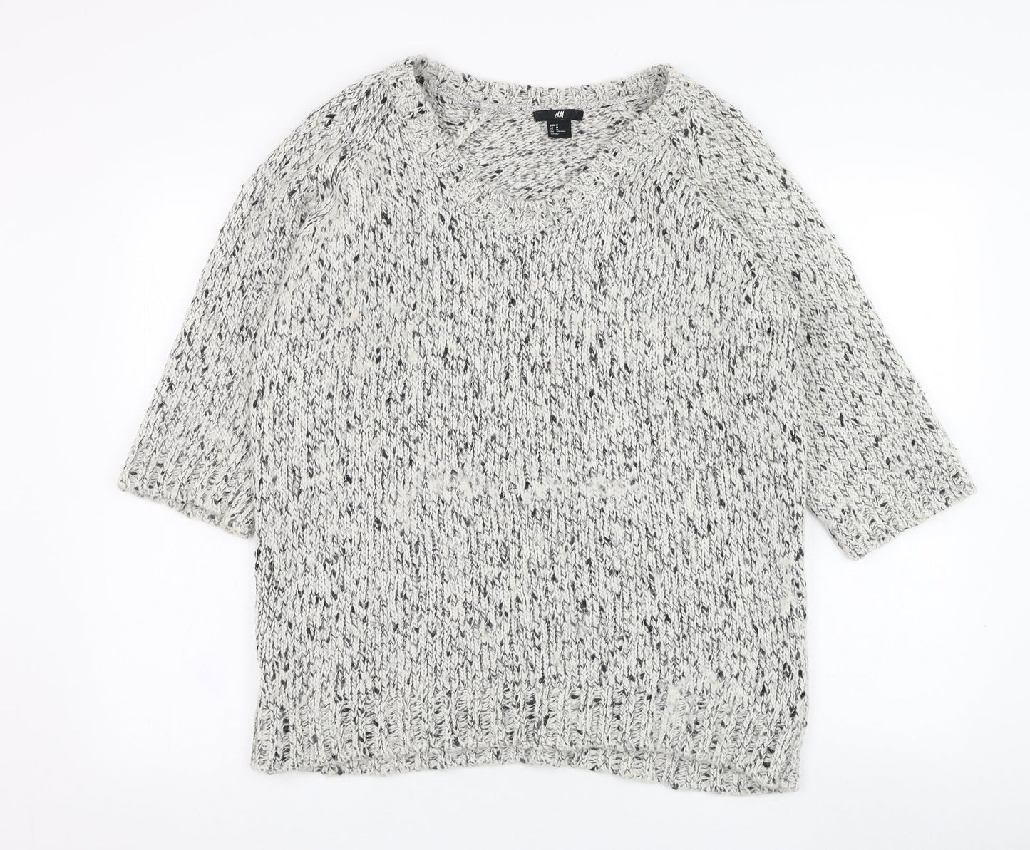 H&M Womens Ivory Round Neck  Acrylic Pullover Jumper Size M
