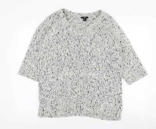 H&M Womens Ivory Round Neck  Acrylic Pullover Jumper Size M