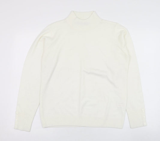 EWM Womens Ivory Mock Neck  Acrylic Pullover Jumper Size 10
