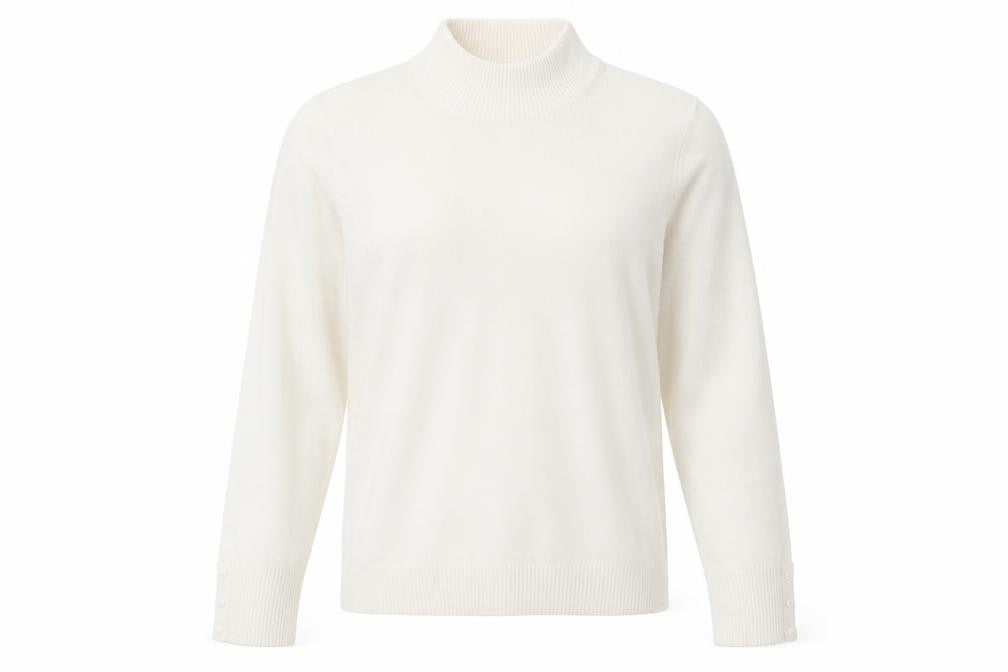 EWM Womens Ivory Mock Neck  Acrylic Pullover Jumper Size 10