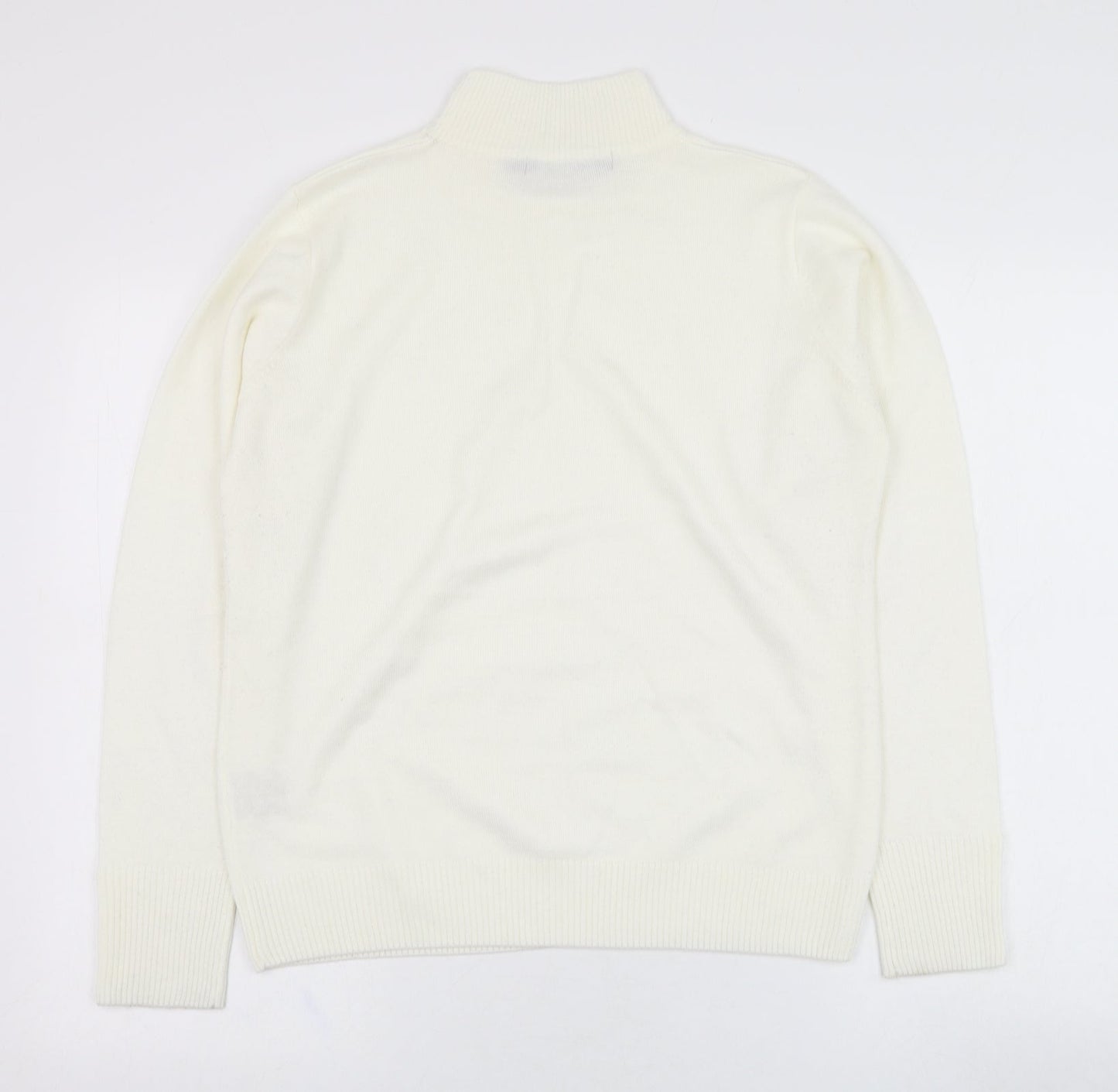 EWM Womens Ivory Mock Neck  Acrylic Pullover Jumper Size 10