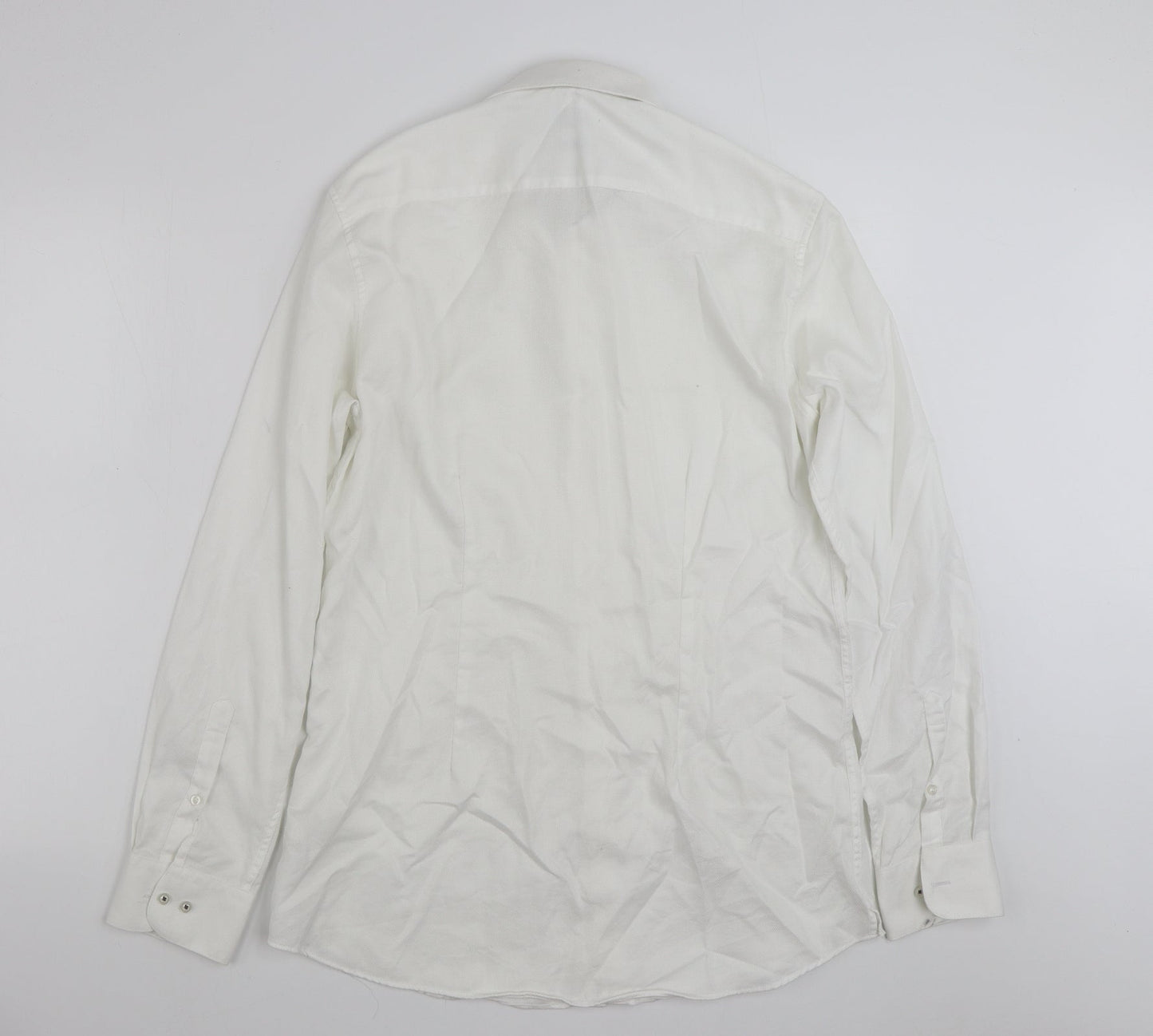 NEXT Mens White  Cotton  Button-Up Size 16 Collared Button