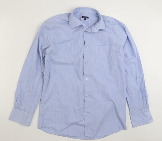 Dunnes Stores Mens Blue  Cotton  Button-Up Size 15.5 Collared Button