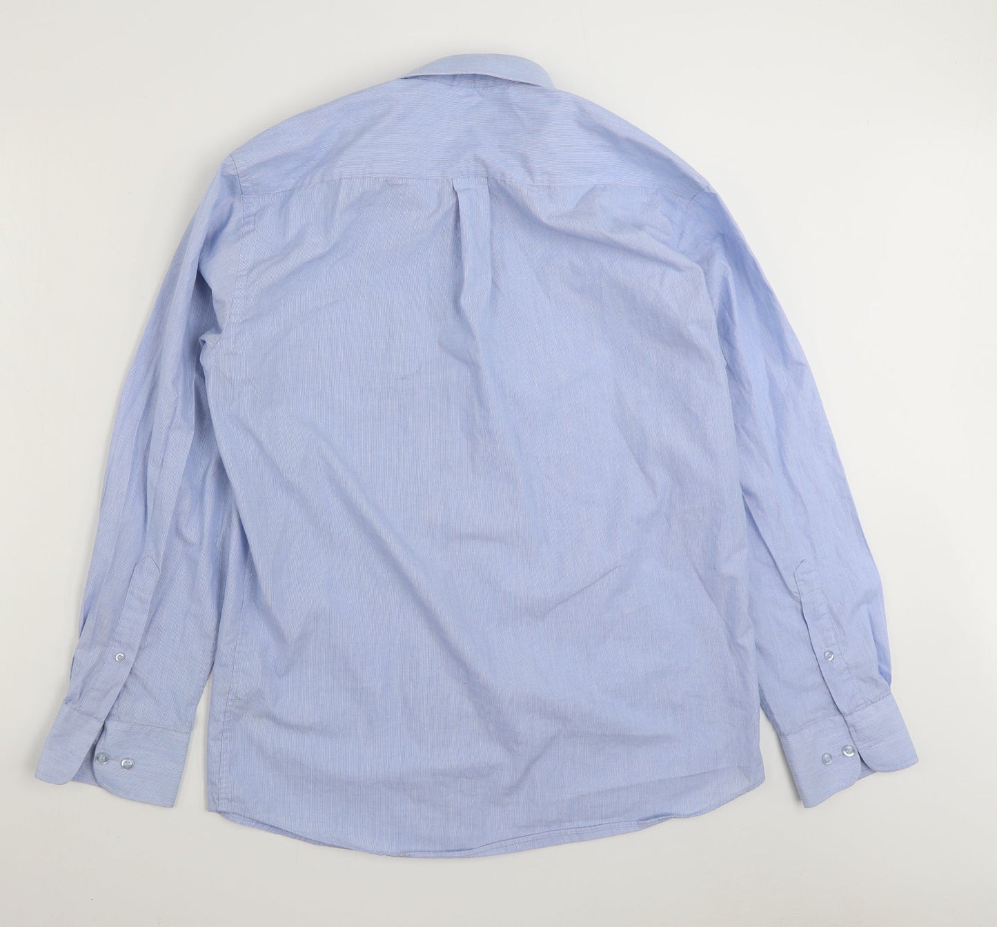 Dunnes Stores Mens Blue  Cotton  Button-Up Size 15.5 Collared Button