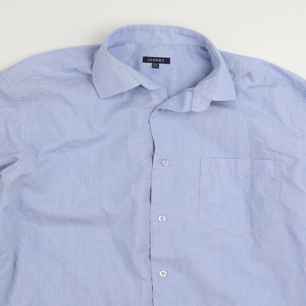 Dunnes Stores Mens Blue  Cotton  Button-Up Size 15.5 Collared Button