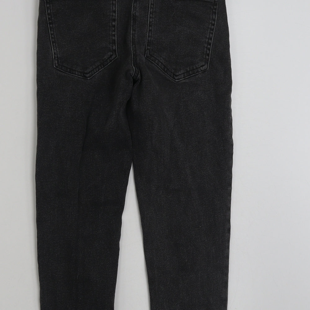 Matalan Girls Grey  Cotton Straight Jeans Size 11 Years  Slim Zip - Distressed