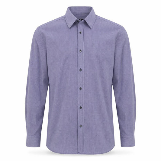 Tailor & Cutter Mens Blue Check Polyester  Button-Up Size 15.5 Collared Button