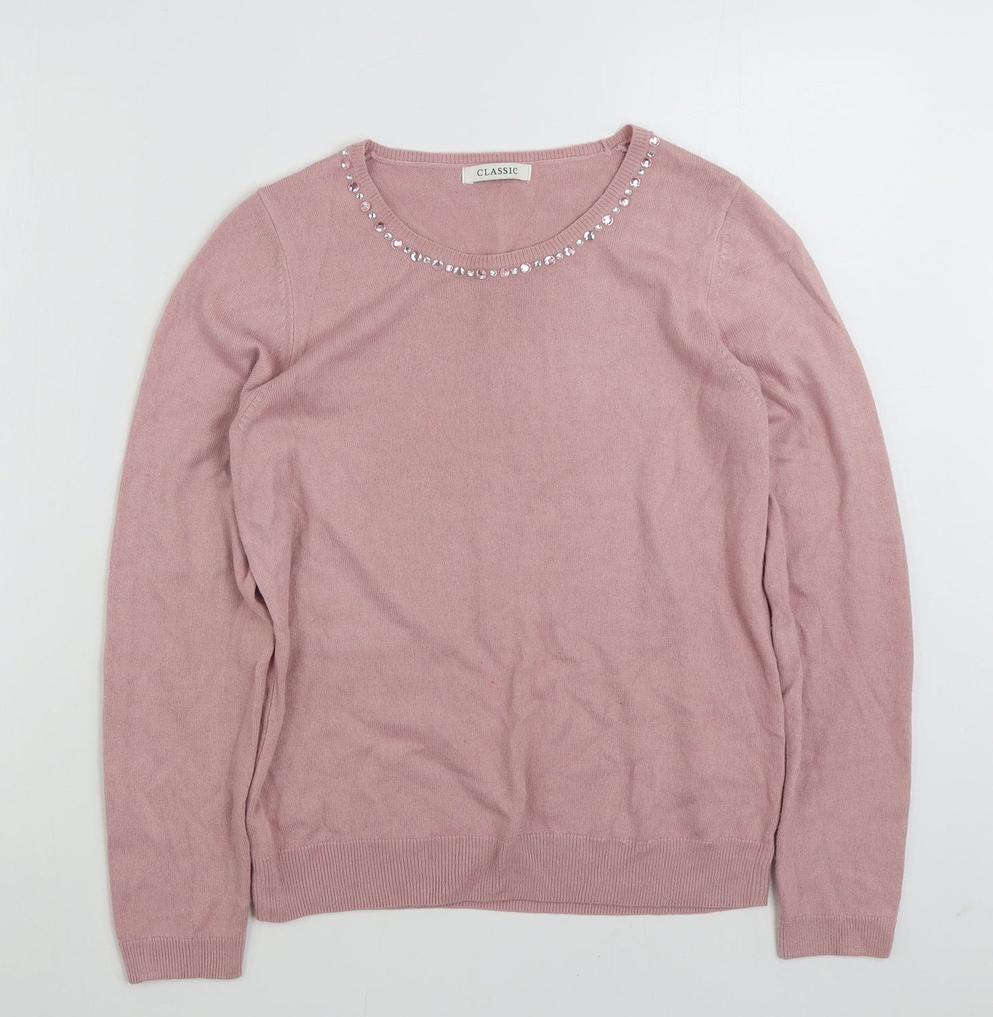 Marks and Spencer Womens Pink Crew Neck  Acrylic Pullover Jumper Size 10