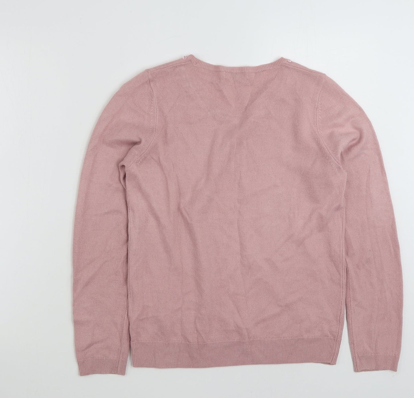 Marks and Spencer Womens Pink Crew Neck  Acrylic Pullover Jumper Size 10