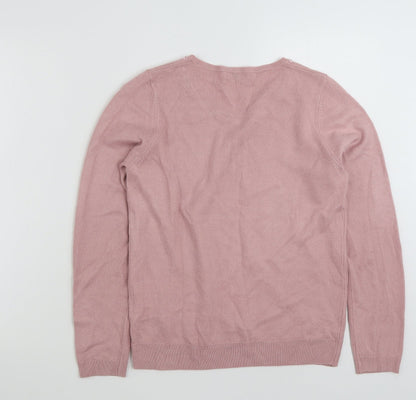Marks & Spencer Womens Pink Crew Neck  Acrylic Pullover Jumper Size 10
