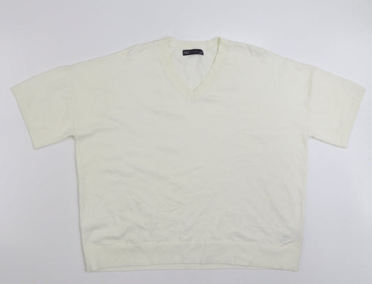 Marks and Spencer Womens Ivory V-Neck  Viscose Pullover Jumper Size 20