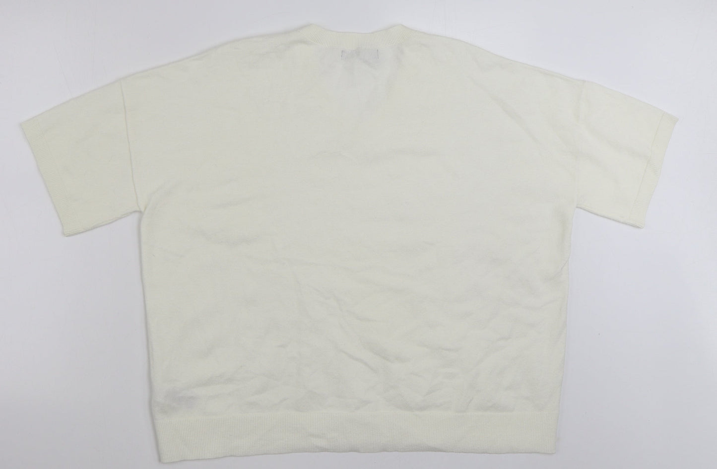 Marks and Spencer Womens Ivory V-Neck  Viscose Pullover Jumper Size 20