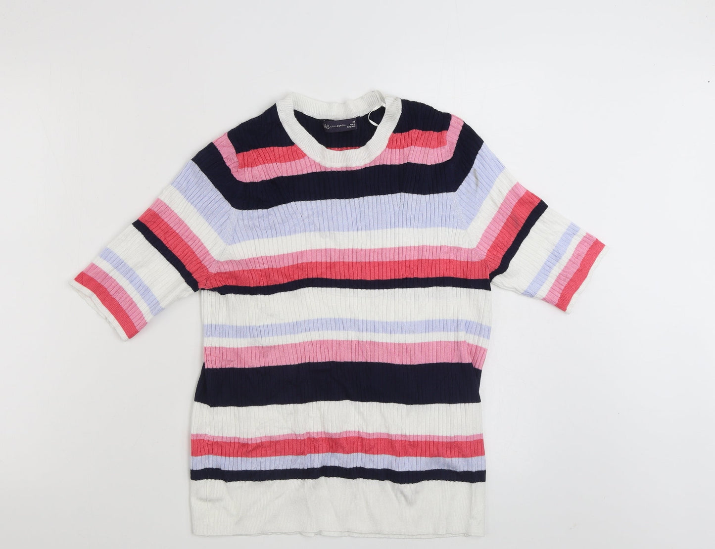 Marks and Spencer Womens Multicoloured Crew Neck Striped Viscose Pullover Jumper Size 20