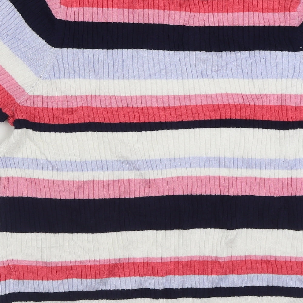 Marks and Spencer Womens Multicoloured Crew Neck Striped Viscose Pullover Jumper Size 20
