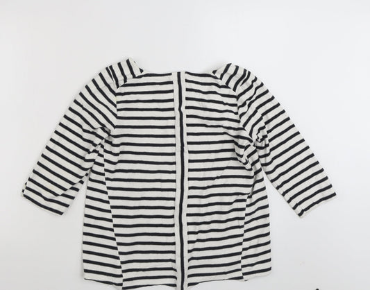 Pure Womens White Striped Polyester Pullover Sweatshirt Size 12  Pullover