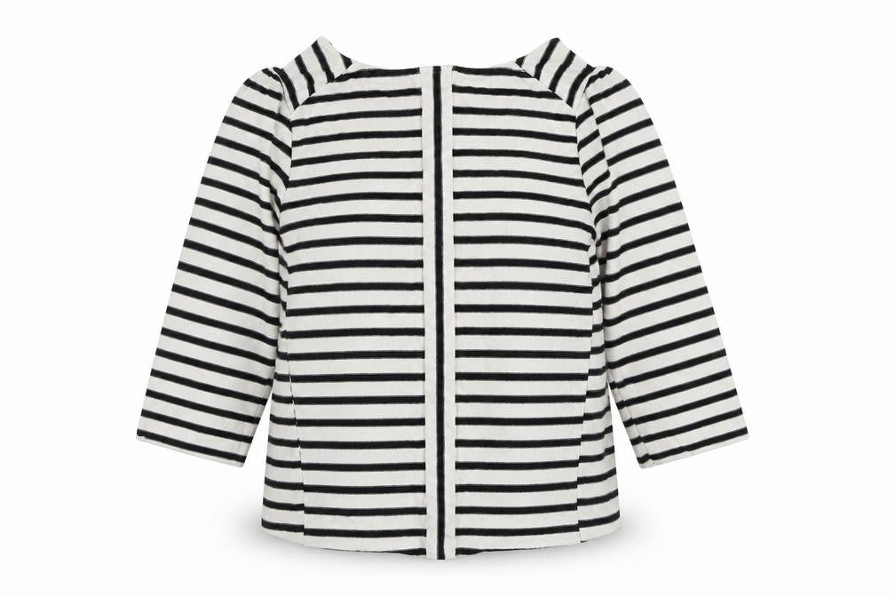 Pure Womens White Striped Polyester Pullover Sweatshirt Size 12  Pullover