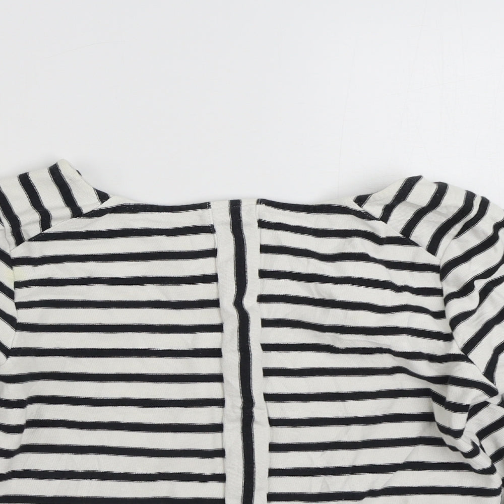 Pure Womens White Striped Polyester Pullover Sweatshirt Size 12  Pullover
