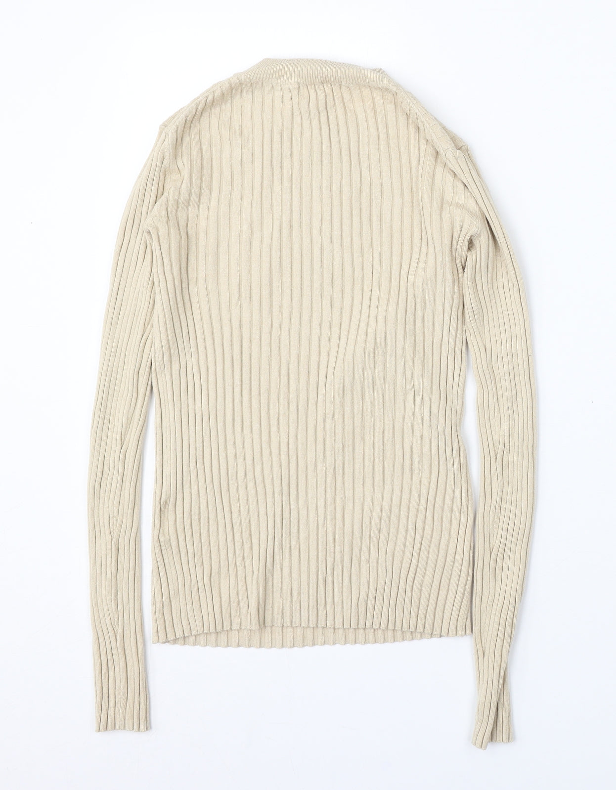 H&M Womens Beige Round Neck  Polyester Pullover Jumper Size S