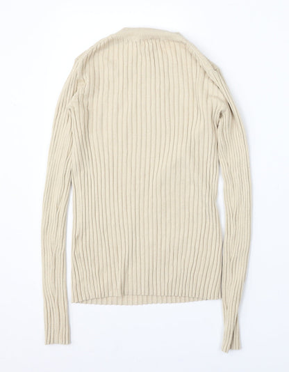 Preloved H&M Womens Beige Round Neck  Polyester Pullover Jumper Size S - Back