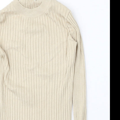 Preloved H&M Womens Beige Round Neck  Polyester Pullover Jumper Size S - Detail