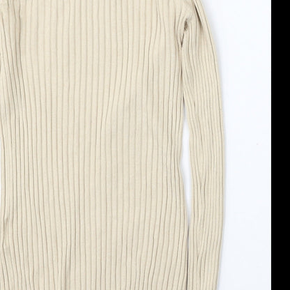Preloved H&M Womens Beige Round Neck  Polyester Pullover Jumper Size S - Label