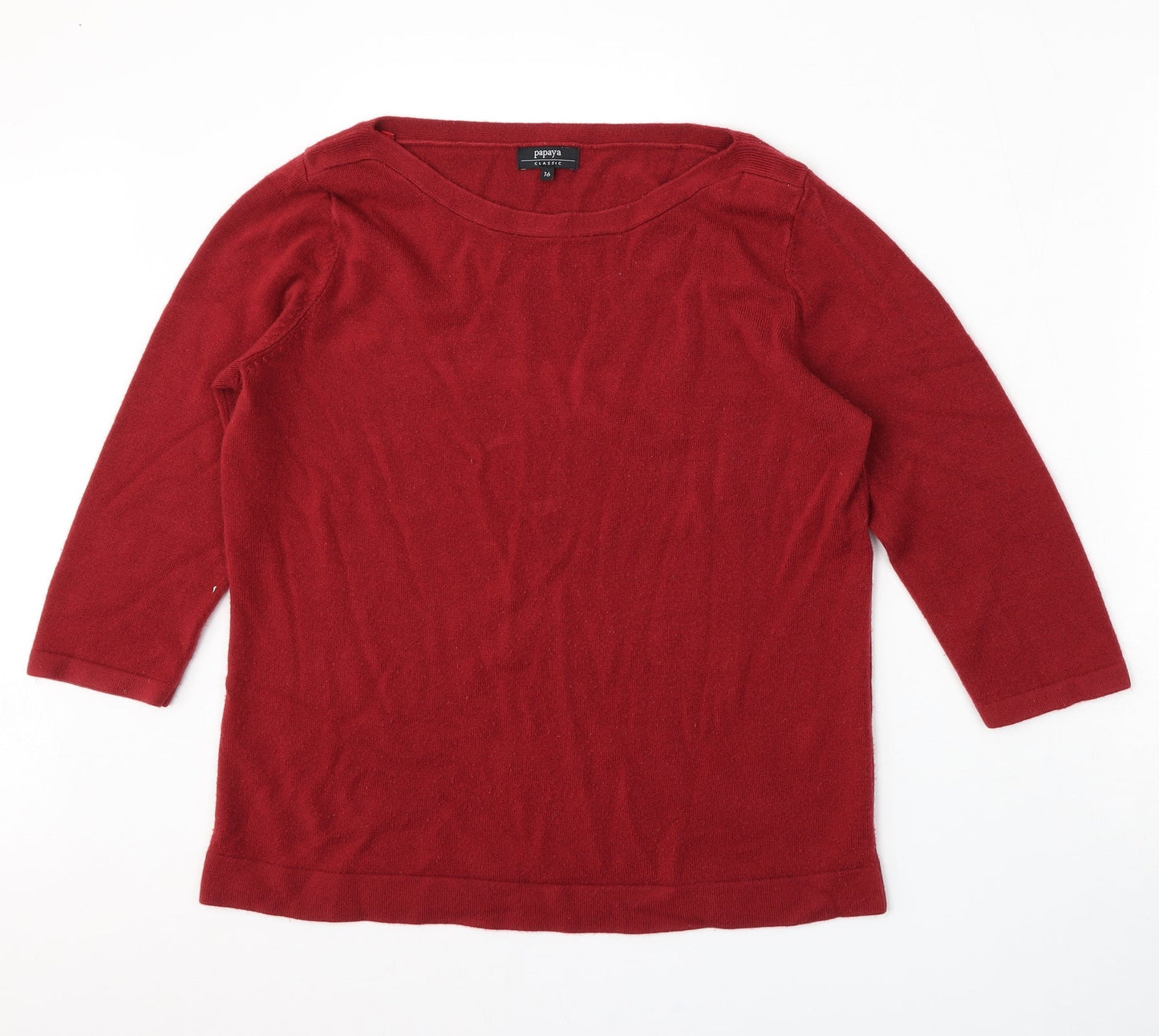 Papaya Womens Red Boat Neck  Acrylic Pullover Jumper Size 16