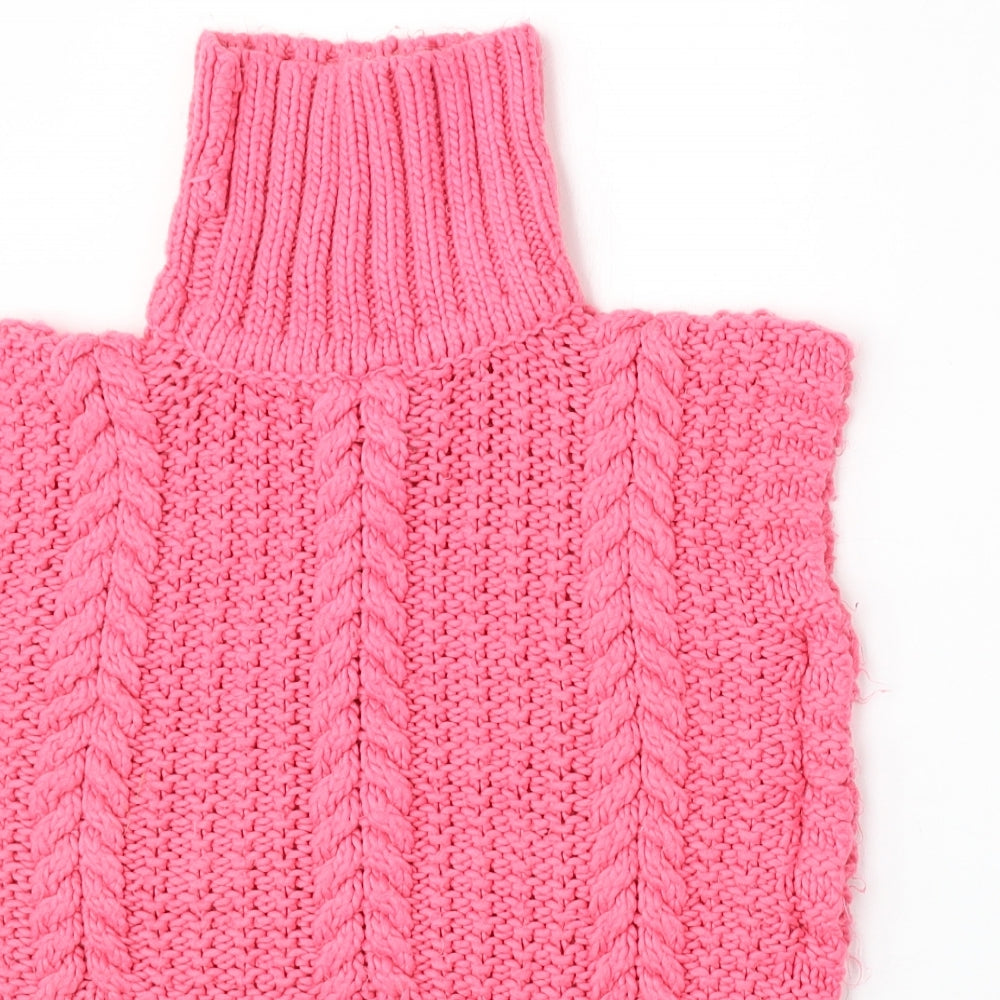 F&F Girls Pink High Neck  Acrylic Pullover Jumper Size 3 Years