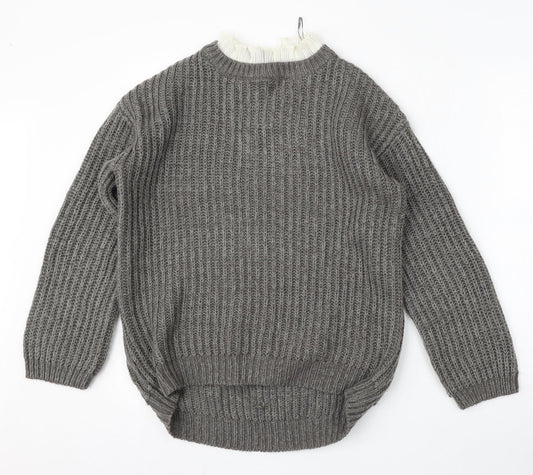 Matalan Womens Grey Round Neck  Acrylic Pullover Jumper Size S