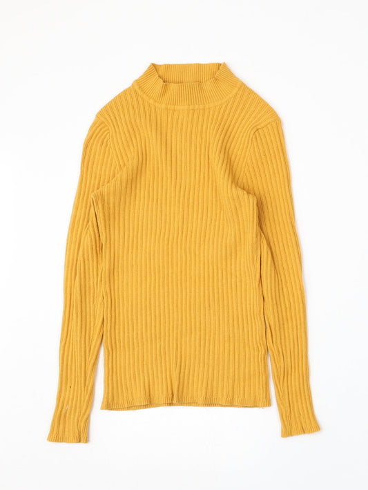Primark Womens Yellow Mock Neck  Polyester Pullover Jumper Size M