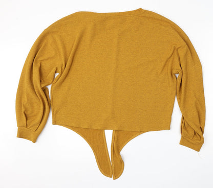 H&M Womens Yellow Round Neck  Polyester Pullover Jumper Size S