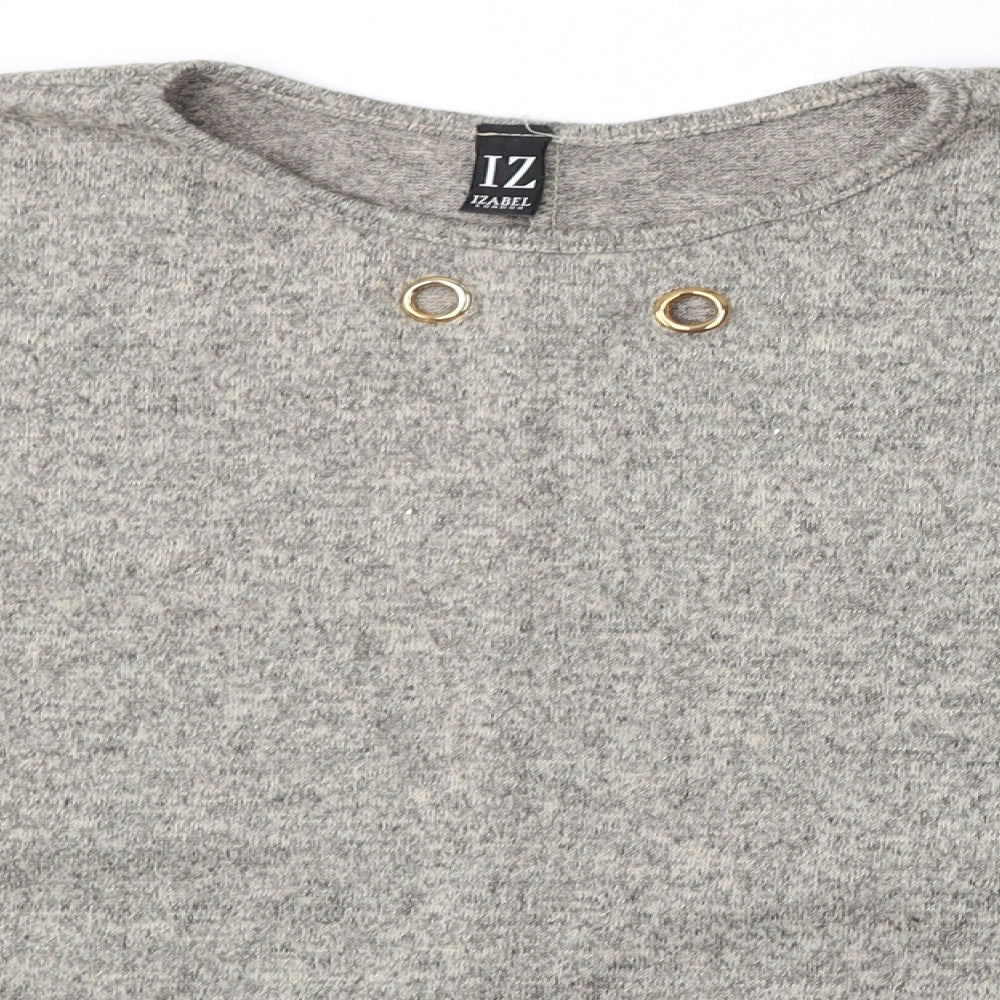 Izabel London Womens Beige Round Neck  Polyester Pullover Jumper Size 10