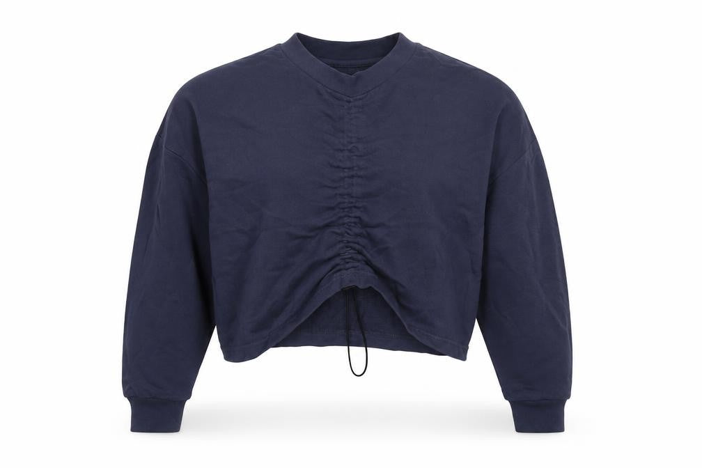 Boohoo Womens Blue  Cotton Pullover Sweatshirt Size 12  Drawstring