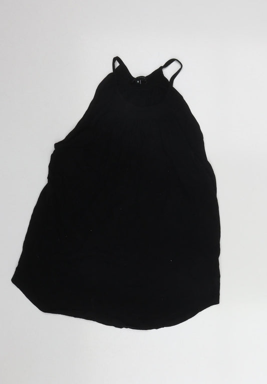 New Look Womens Black  Cotton Basic Tank Size 10 Roll Neck