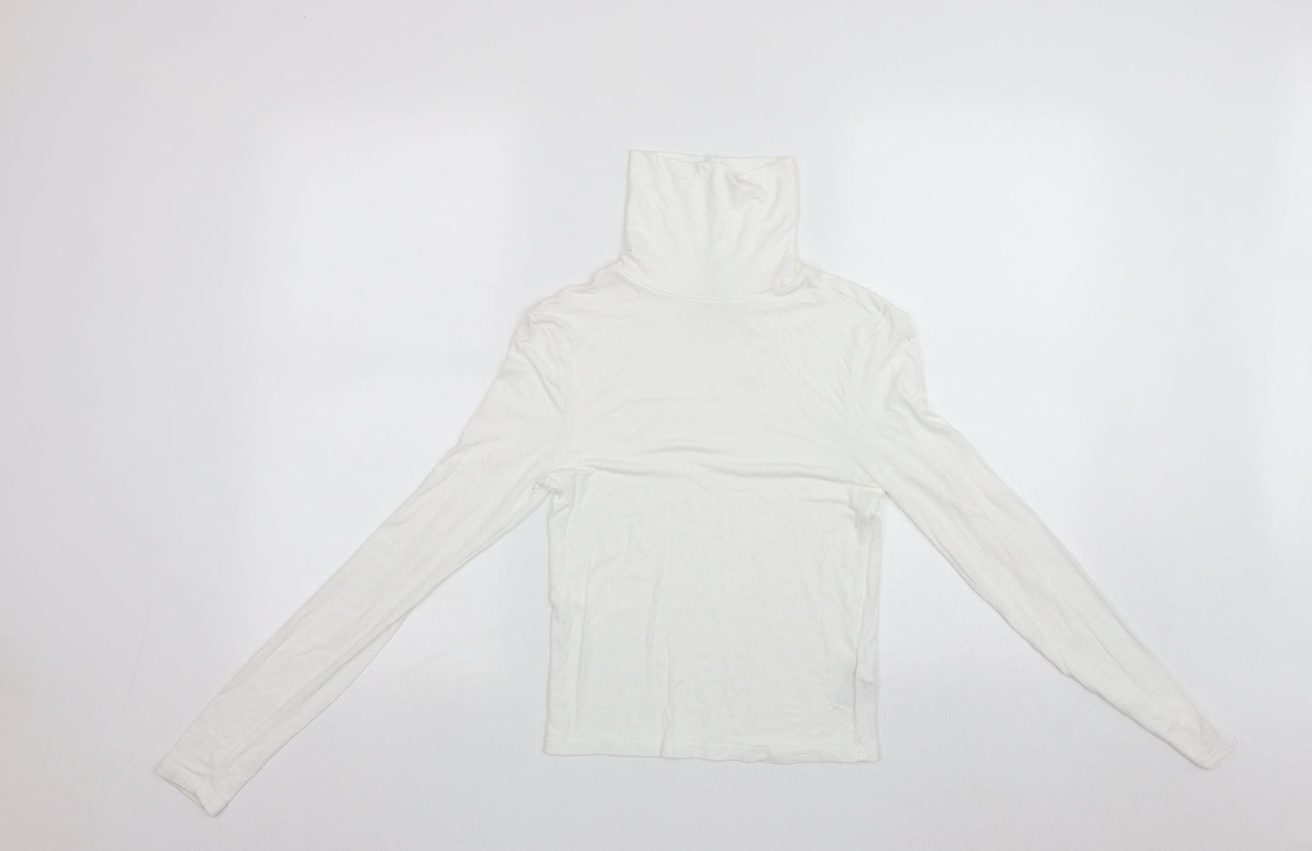 Divided Womens White Roll Neck  Viscose Pullover Jumper Size S