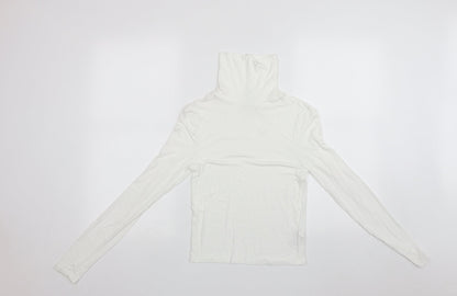 Divided Womens White Roll Neck  Viscose Pullover Jumper Size S