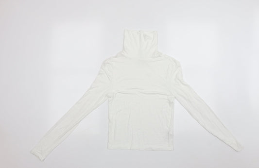 Divided Womens White Roll Neck  Viscose Pullover Jumper Size S