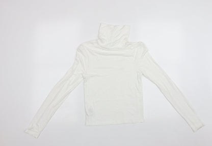 Divided Womens White Roll Neck  Viscose Pullover Jumper Size S