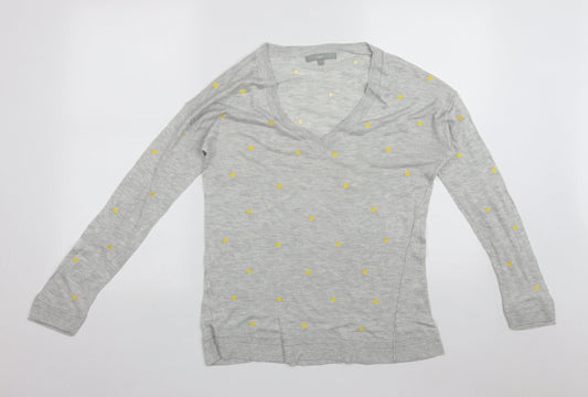 NEXT Womens Grey V-Neck Polka Dot Polyester Pullover Jumper Size 12