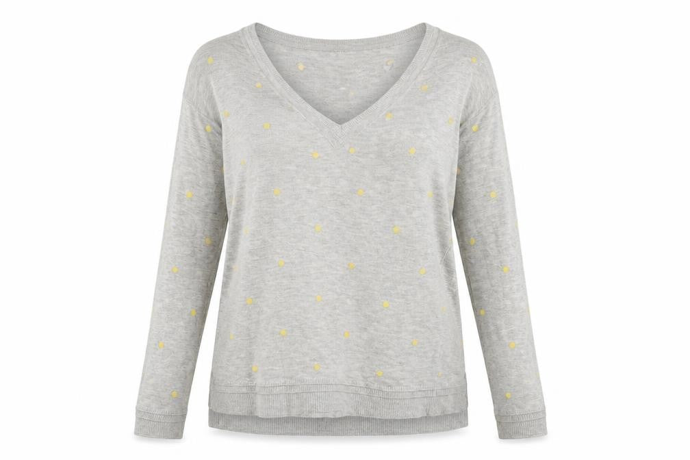 NEXT Womens Grey V-Neck Polka Dot Polyester Pullover Jumper Size 12
