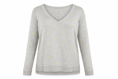 Next Womens Grey V-Neck Polka Dot Polyester Pullover Jumper Size 12