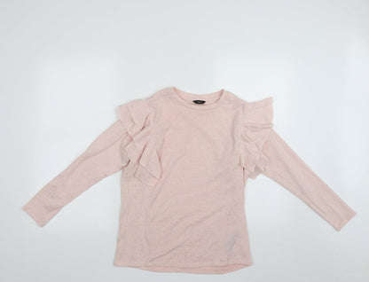M&Co Womens Pink Round Neck  Polyester Pullover Jumper Size 8