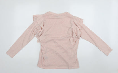 M&Co Womens Pink Round Neck  Polyester Pullover Jumper Size 8