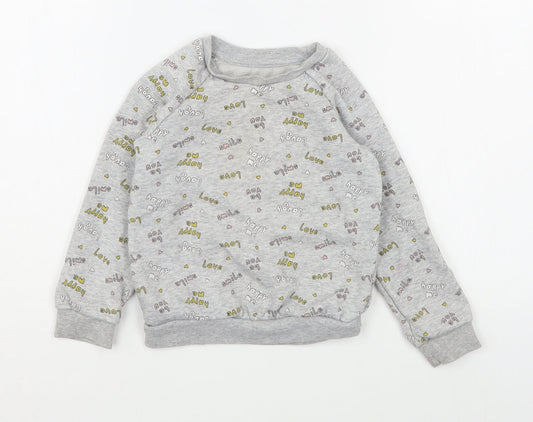 Primark Girls Grey Geometric Cotton Pullover Sweatshirt Size 2-3 Years  Pullover
