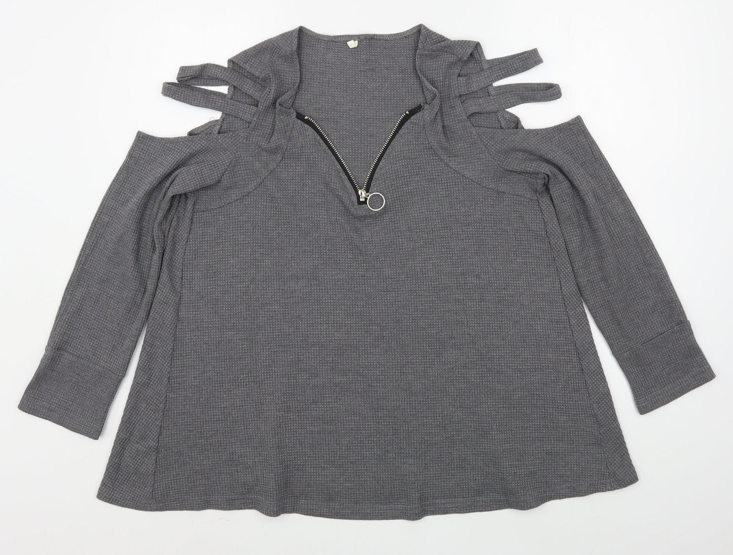 Preworn Womens Grey  Cotton Pullover Sweatshirt Size L  Zip